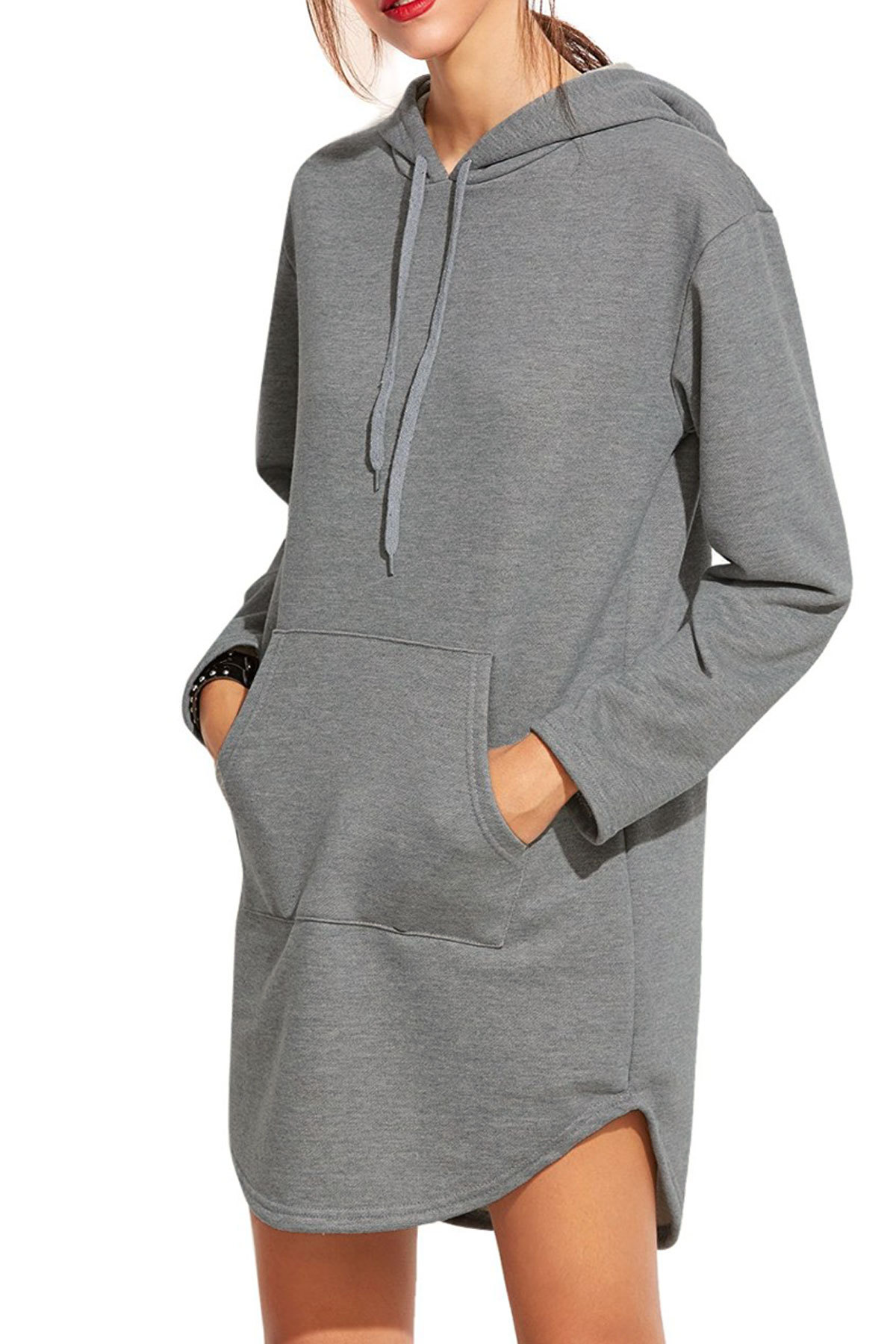 SZ60010 Sweaty Rocks Sweatshirt Dress Hoodie Pockets Grey Dress